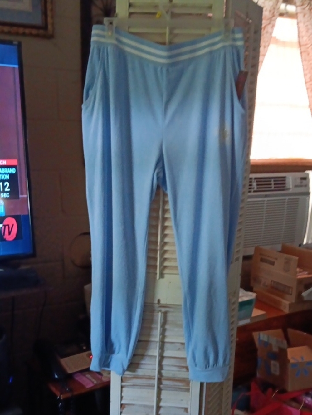 No Boundaries Light Blue Velour Floral Accent Jogging,lounge wear